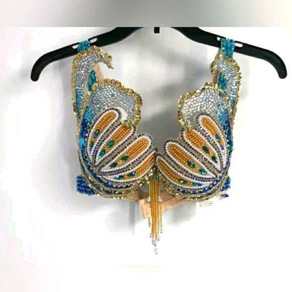 NEW Royal Smeela Festival Multicolor Carnival Top Belly Dance Bra Swimsuit Small - Picture 1 of 6